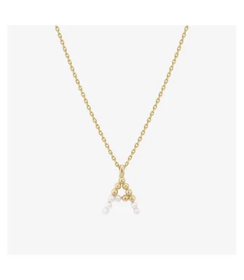 Bearfruit Jewelry Cultured Pearl Pave Initial Necklace