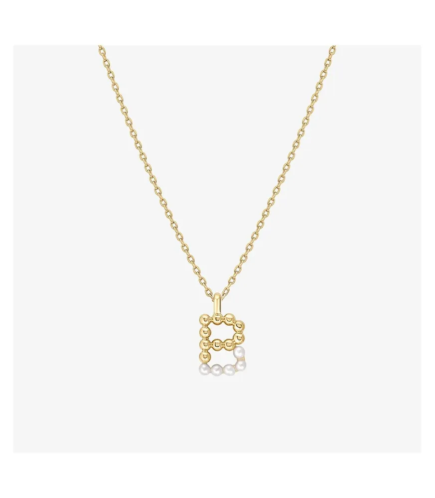 Cultured Pearl Pave Initial Necklace