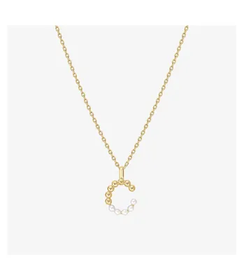 Bearfruit Jewelry Cultured Pearl Pave Initial Necklace