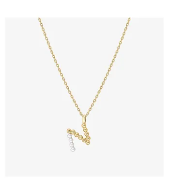 Bearfruit Jewelry Cultured Pearl Pave Initial Necklace