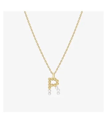 Bearfruit Jewelry Cultured Pearl Pave Initial Necklace