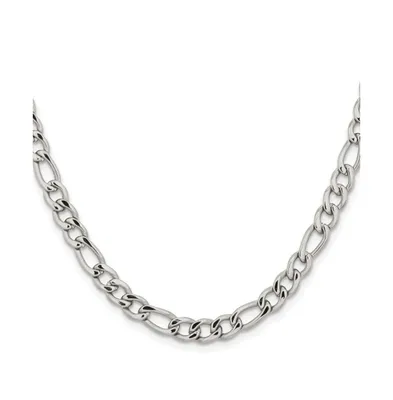 Chisel Stainless Steel Polished 5.3mm Figaro Chain Necklace