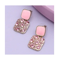 Sohi Women's Pink Embellished Cluster Drop Earrings