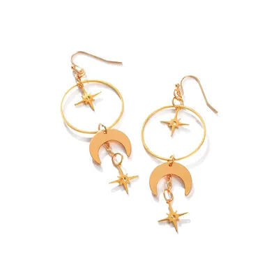 Sohi Women's Gold Celestial Drop Earrings
