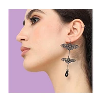 Sohi Women's Black Metallic Bat Drop Earrings