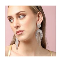 Sohi Women's Silver Bling Cluster Drop Earrings