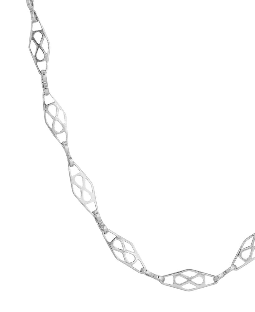 2028 Silver-Tone Diamond Shaped Link Chain Necklace