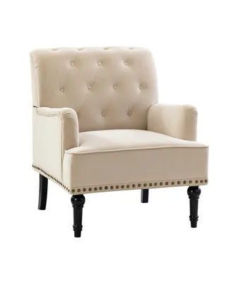 Velvet Tufted Upholstered Single Sofa Chair for Living Room Bedroom