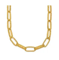 18k Yellow Gold Textured 7mm Solid Oval Link 18" Necklace