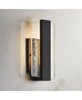 Cascadia Modern Wall Light Sconce Black Metal Hardwired 6" Fixture Led Piastra Art Glass Panel for Bedroom Bedside Bathroom Vanity Living Room Hallway