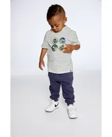 Boy Hooded T-Shirt White And Grey Stripe
