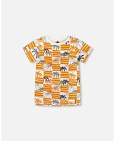 Boy Organic Cotton Printed T-Shirt Yellow Ochre