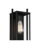 Jericho Modern Industrial Outdoor Wall Light Fixture Textured Black Metal 19" Clear Glass Panel for Exterior House Porch Patio Outside Deck Garage Yar