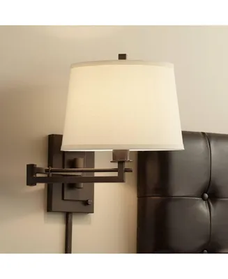 Easley Modern Swing Arm Adjustable Wall Lamp with Cord Matte Bronze Brown Plug