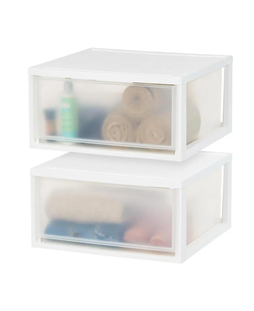 2 Pack 47qt Extra Large Stackable Plastic Storage Drawers, White