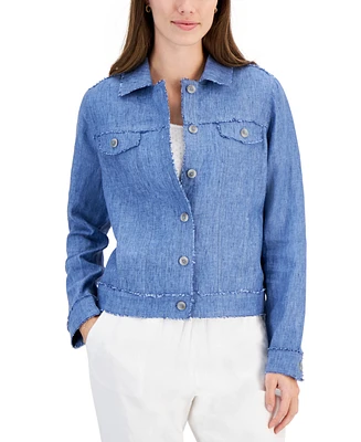 Charter Club Plus 100% Linen Jacket, Created for Macy's