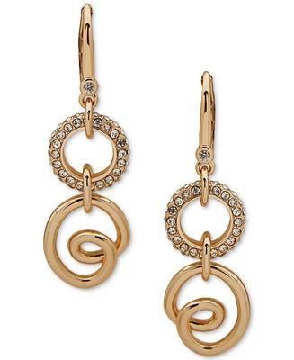 Dkny Gold-Tone Pave Ring & Twist Double Drop Earrings