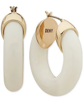 Dkny Gold-Tone Small Color Tubular Hoop Earrings, 0.61"