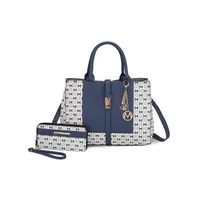 Mkf Collection Yuliana Circular M emblem Print Satchel Bag with Wallet by Mia K