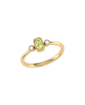 LuvMyJewelry Emerald Peridot Gemstone Round Natural Diamond 14K Yellow Gold Birthstone Ring