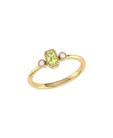 LuvMyJewelry Emerald Peridot Gemstone Round Natural Diamond 14K Yellow Gold Birthstone Ring