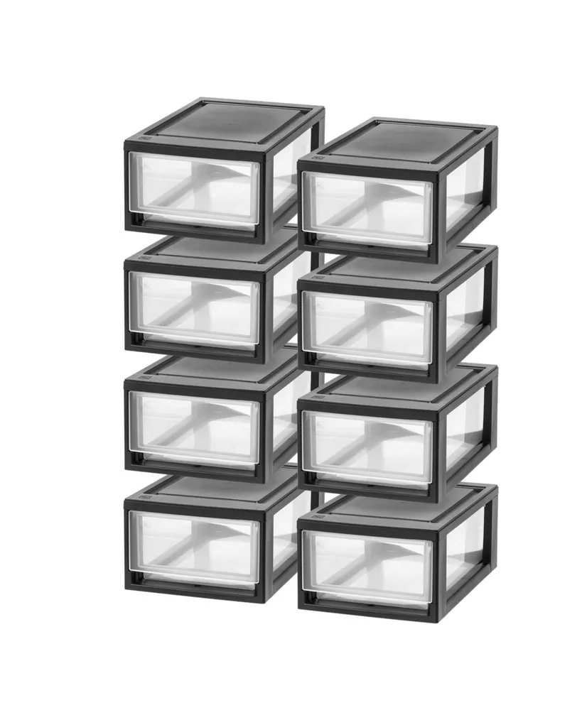 8 Pack 6qt Small Plastic Stacking Drawers, Black