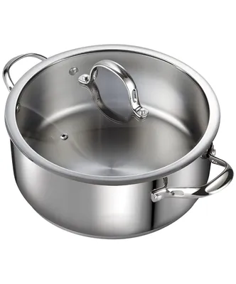 Cooks Standard 7-Quart Classic Stainless Steel Dutch Oven Casserole with Glass Lid, Silver