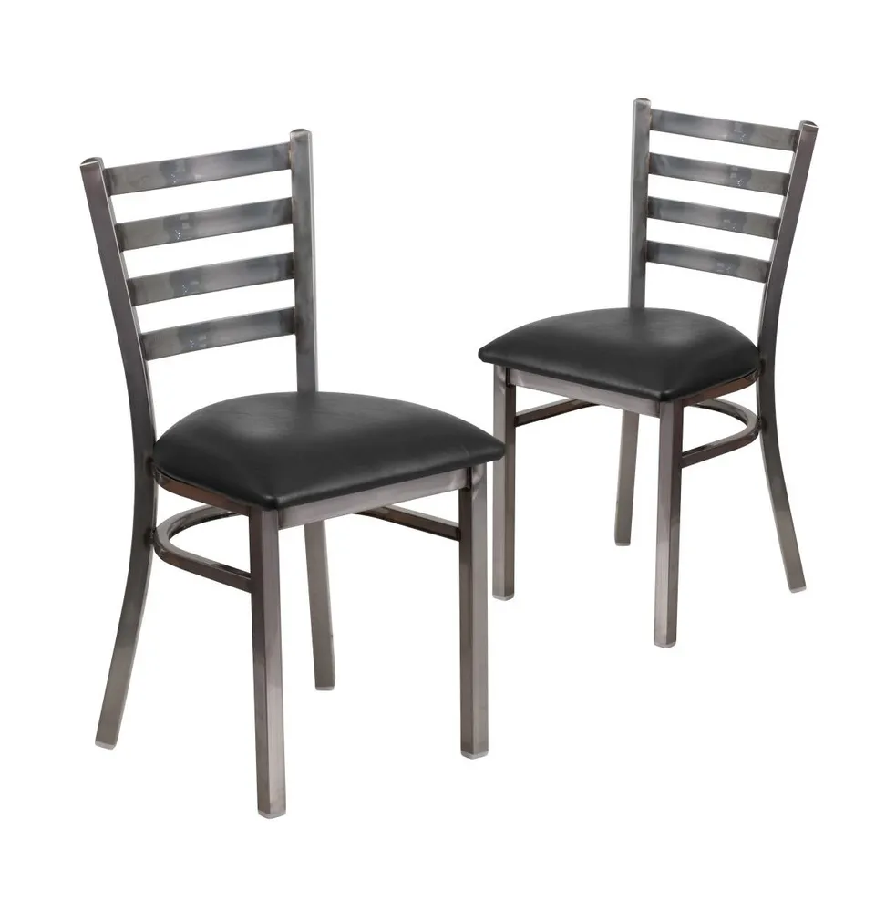 Emma+Oliver 2 Pack Clear Coated Ladder Back Metal Restaurant Chair