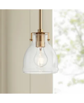 Bellis Soft Gold Mini Pendant Lighting 6" Wide Farmhouse Industrial Rustic Clear Glass Shade Fixture for Dining Room Living House Home Kitchen Island