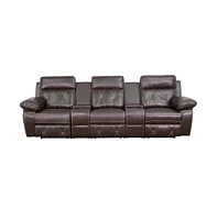 3-Seat Reclining Theater Seating Unit With Straight Cup Holders