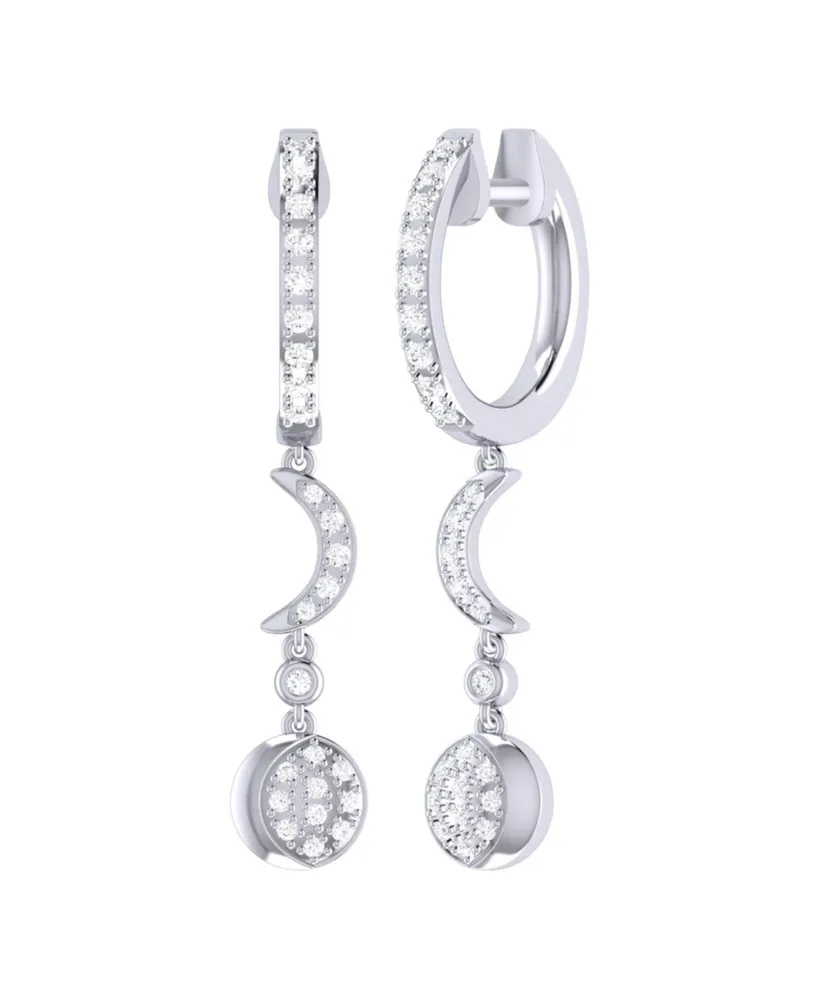 LuvMyJewelry Moonlit Phases Design Sterling Silver Diamond Hoop Women Earring