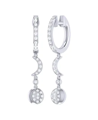 LuvMyJewelry Moonlit Phases Design Sterling Silver Diamond Hoop Women Earring