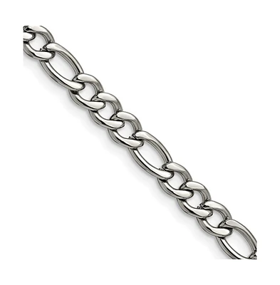 Chisel Stainless Steel Polished 5.3mm Figaro Chain Necklace