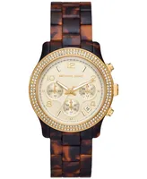 Michael Kors Women's Runway Chronograph Tortoise Acetate Watch 38mm