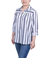 Ny Collection Women's Long Roll Tab Sleeve Blouse