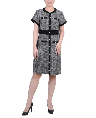 Ny Collection Women's Short Sleeve Tweed Dress