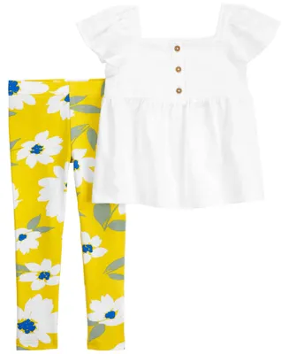 Carter's Baby Girls Eyelet Top and Floral Leggings, 2 Piece Set