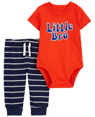 Carter's Baby Boys Little Bro Bodysuit and Pants, 2 Piece Set