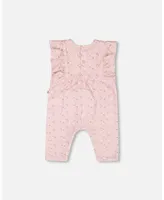 Baby Girl Organic Cotton Jumpsuit Printed Pink Small Flower - Infant