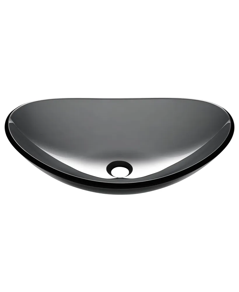 Aquaterior Oval Tempered Glass Vessel Sink Vanity Above Counter Top Mount Basin