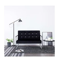vidaXL 2-Seater Sofa with Armrests Black Chrome and Velvet