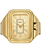 Fossil Women's Raquel Two-Hand Gold-Tone Stainless Steel Ring Watch 14mm
