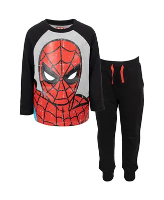 Marvel Avengers Spider-Man Boys French Terry Short Overalls T-Shirt & Hat 3  Pc Outfit Set Red/White