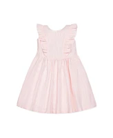 Hope & Henry Girls' Seersucker Flutter Sleeve Open Back Dress