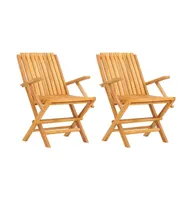 Folding Patio Chairs 2 pcs 24"x26.4"x35.4" Solid Wood Teak