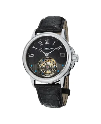 Stuhrling Original Model 541 Stainless Steel Case ,Genuine Alligator Strap, Exposed Tourbillon Movement Men's watch