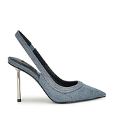 Nine West Women's Denaye Pointy Toe Stiletto Dress Pumps - Medium Blue Denim