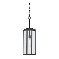 John Timberland Titan Modern Outdoor Hanging Ceiling Light Fixture Mystic Black 27 1/4" Clear Glass Panel for Exterior Barn Deck House Porch Yard Pati