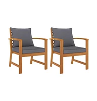 vidaXL Patio Chairs 2 pcs with Dark Gray Cushion Solid Acacia Wood