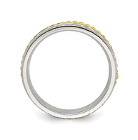 Chisel Stainless Steel Brushed & Textured Yellow Ip-plated Band Ring